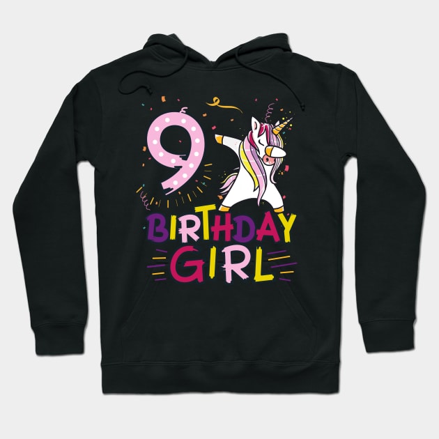 Funny Birthday Gift 9 year old Girl Dabbing Unicorn T-Shirt Hoodie by Pummli